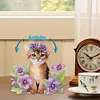 uk.everydayedeals DIY Diamond Painting Acrylic Bobble Head Decoration - Cat Purple Flower