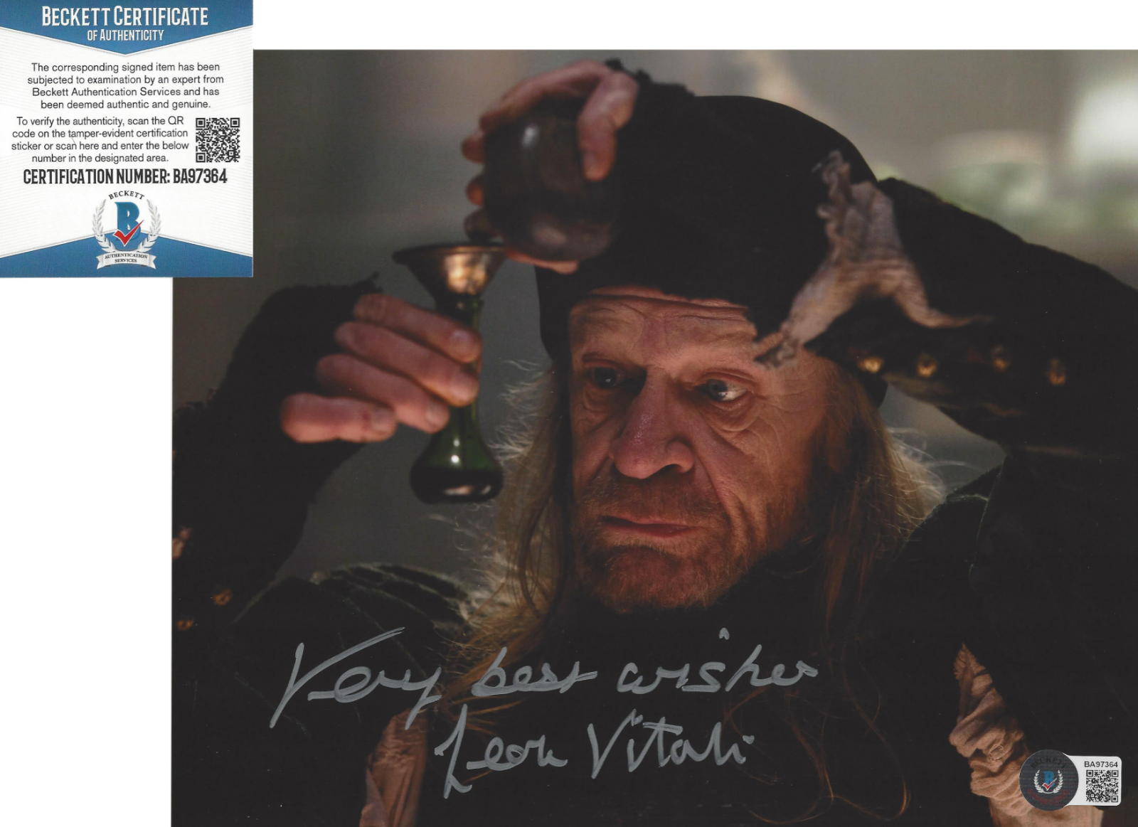 LEON VITALI SIGNED 'ROMEO AND JULIET' 8x10 MOVIE Photo Poster painting ACTOR BECKETT COA BAS