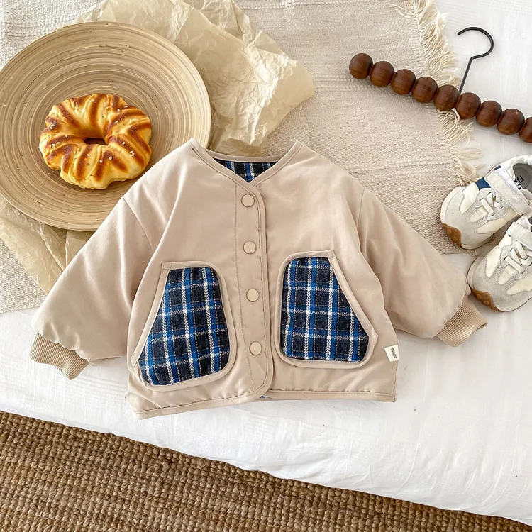 Baby Toddler Plaid Reversible Quilted Coat