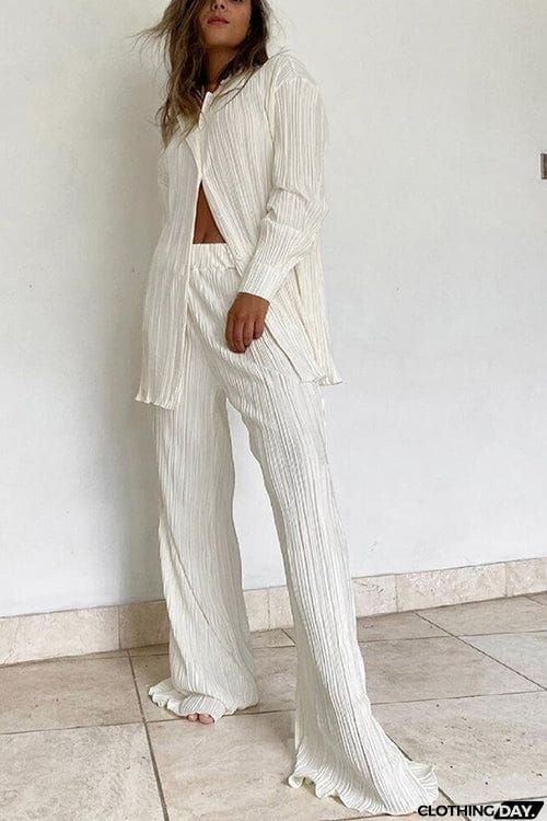 Pleated Oversized Shirt and Trouser Set