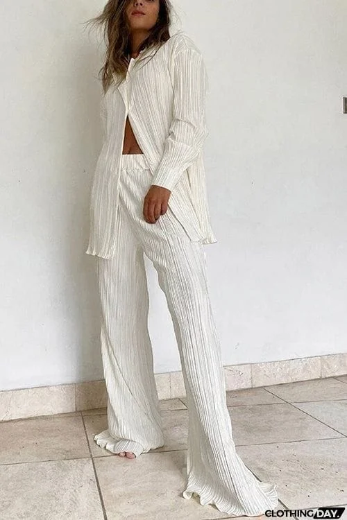 Pleated Oversized Shirt and Trouser Set
