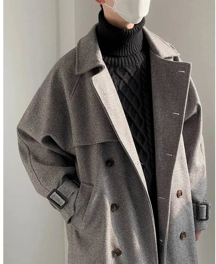 Aonga Double Breasted Woolen Trench Coat