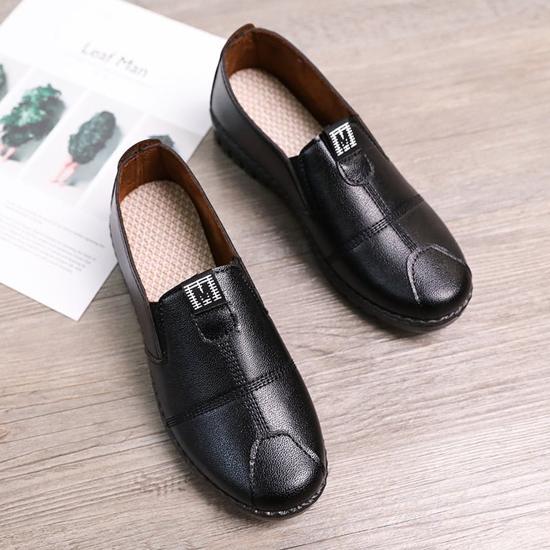 Leather Women Casual Shoes Desiger Sneakers Lightweight Mom's Moccasins Slip-on Ladies Loafers Oxford Shoes Women Zapatos Mujer