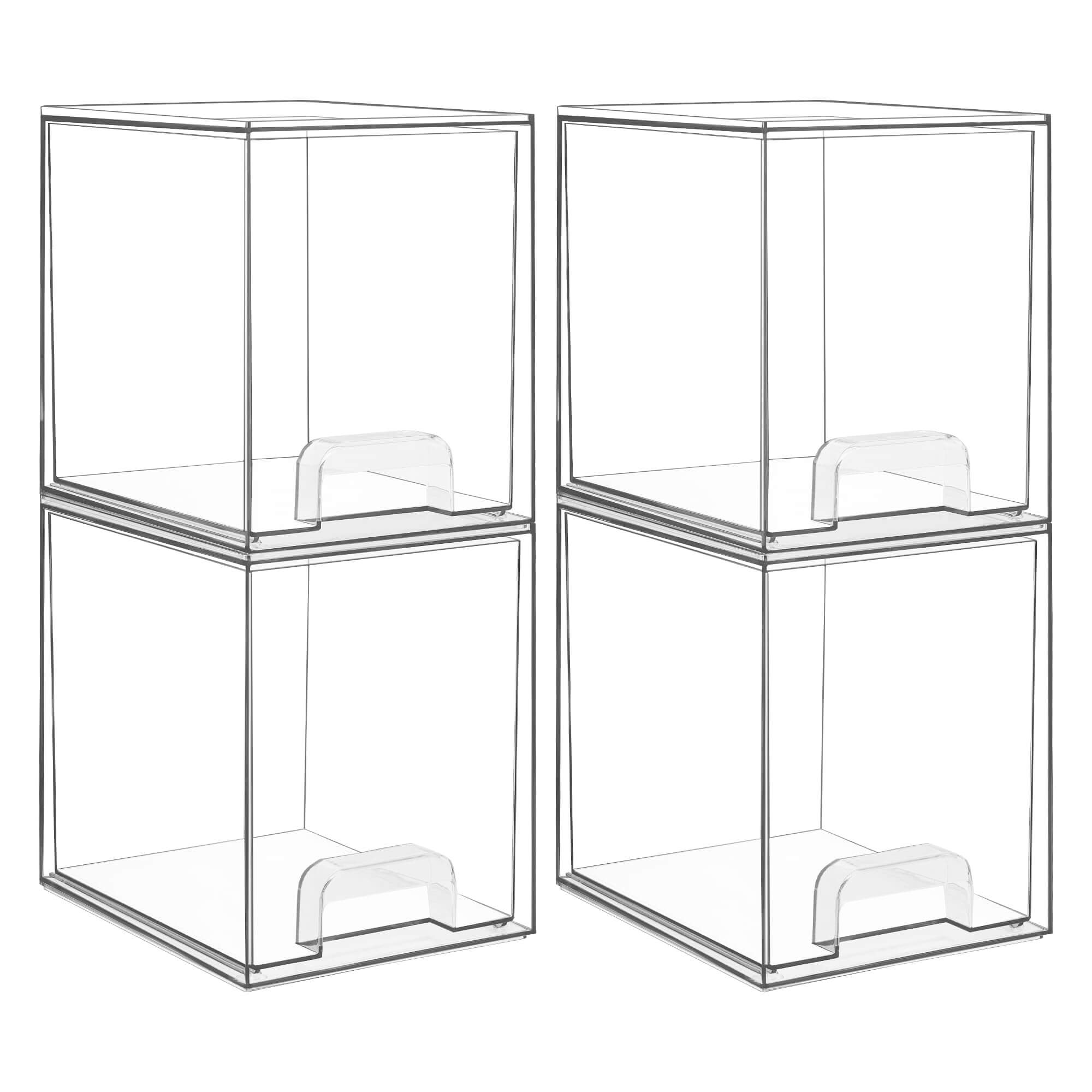 Tall Clear Stackable Storage Drawers (4 Packs)