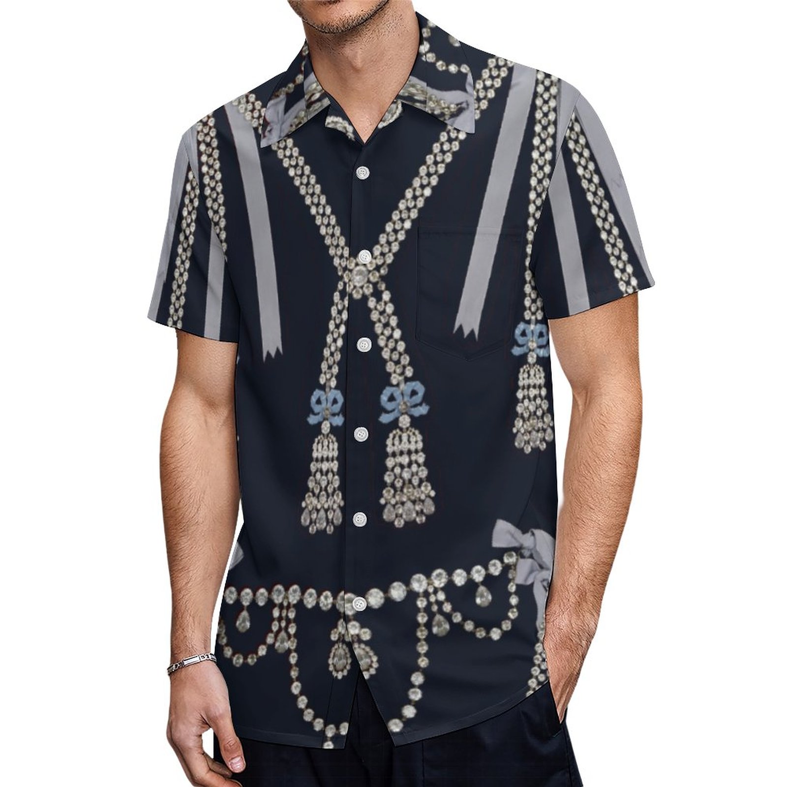 Marie Antoinette Affair Diamond Necklace Collier Hawaiian Shirt Mens Button Down Tropical Hawaii Beach Shirts