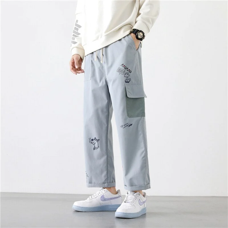 2021 New Spring Autumn Men Clothing Men Pants Print Oversized Streetwear Cargo Pants Men Casual Loose Pants Men's Pants Man