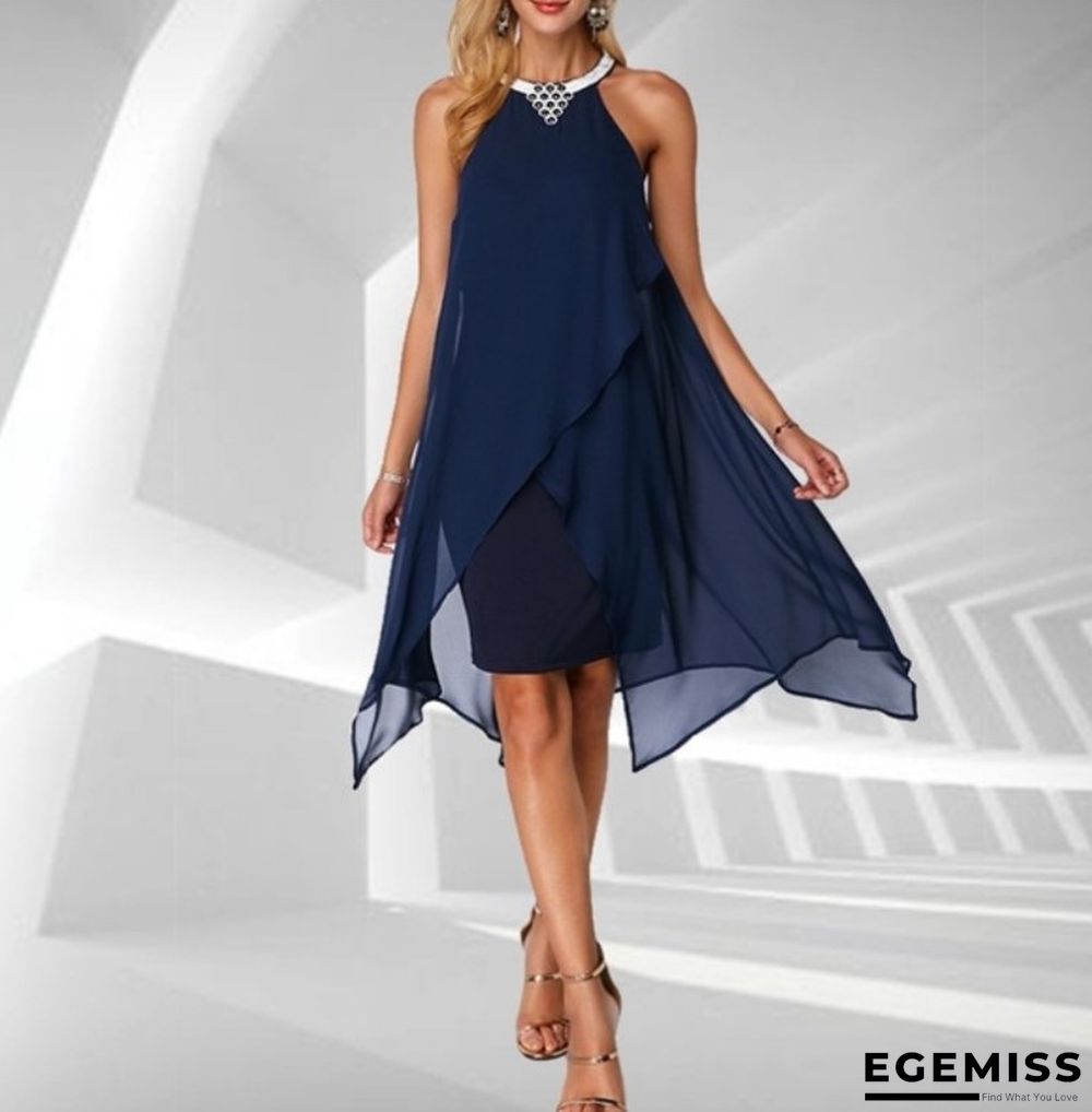 Fashion Solid Color Mesh Sleeveless Irregular Loose Dress | EGEMISS