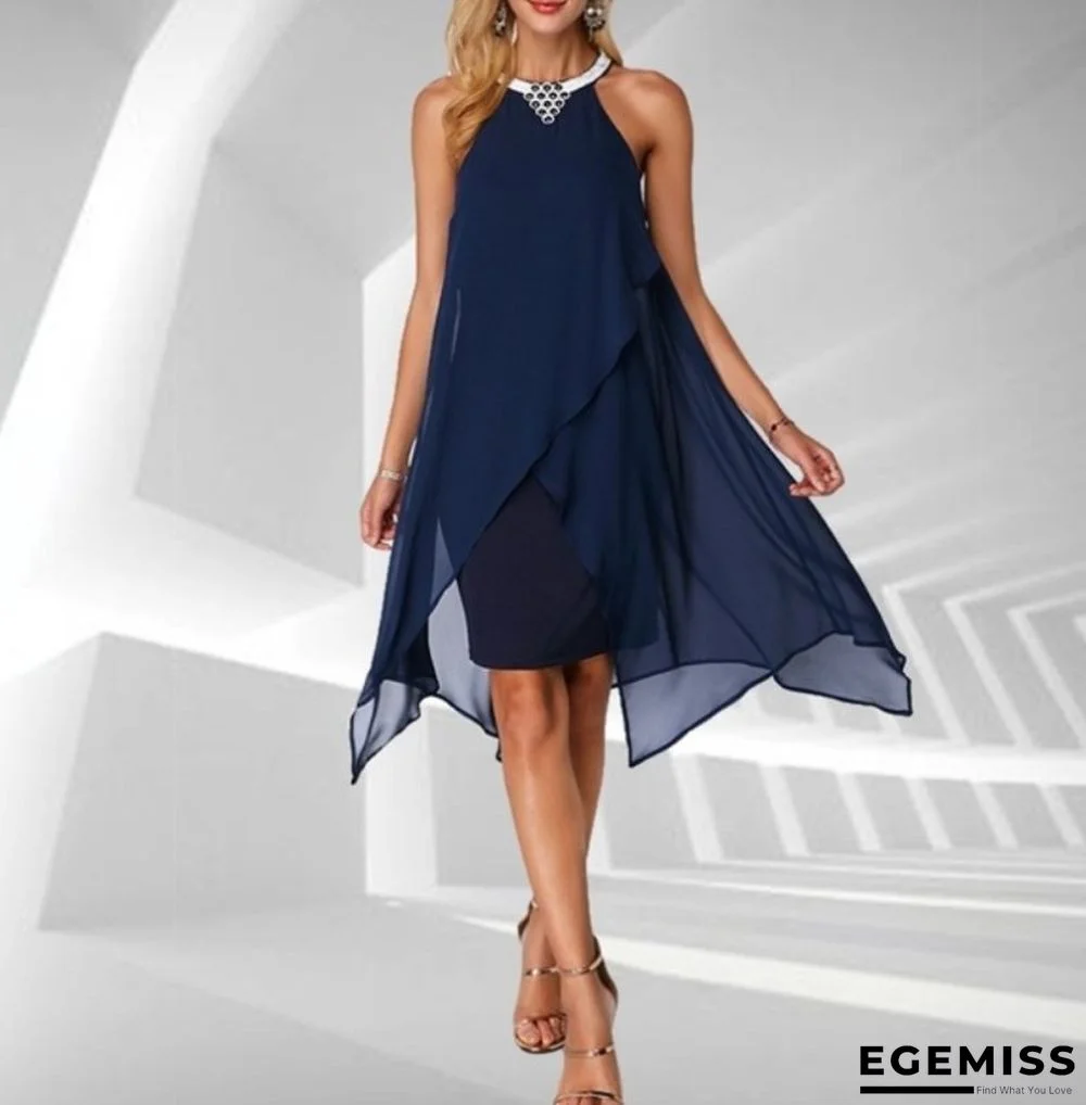 Fashion Solid Color Mesh Sleeveless Irregular Loose Dress | EGEMISS