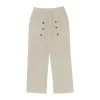 Men's Casual Hawaii Beach Multi Button Cotton Linen Trousers by Inlyline