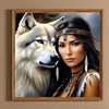 (40*40cm)Indian Beauty Wolf - Full Round Drill Diamond Painting
