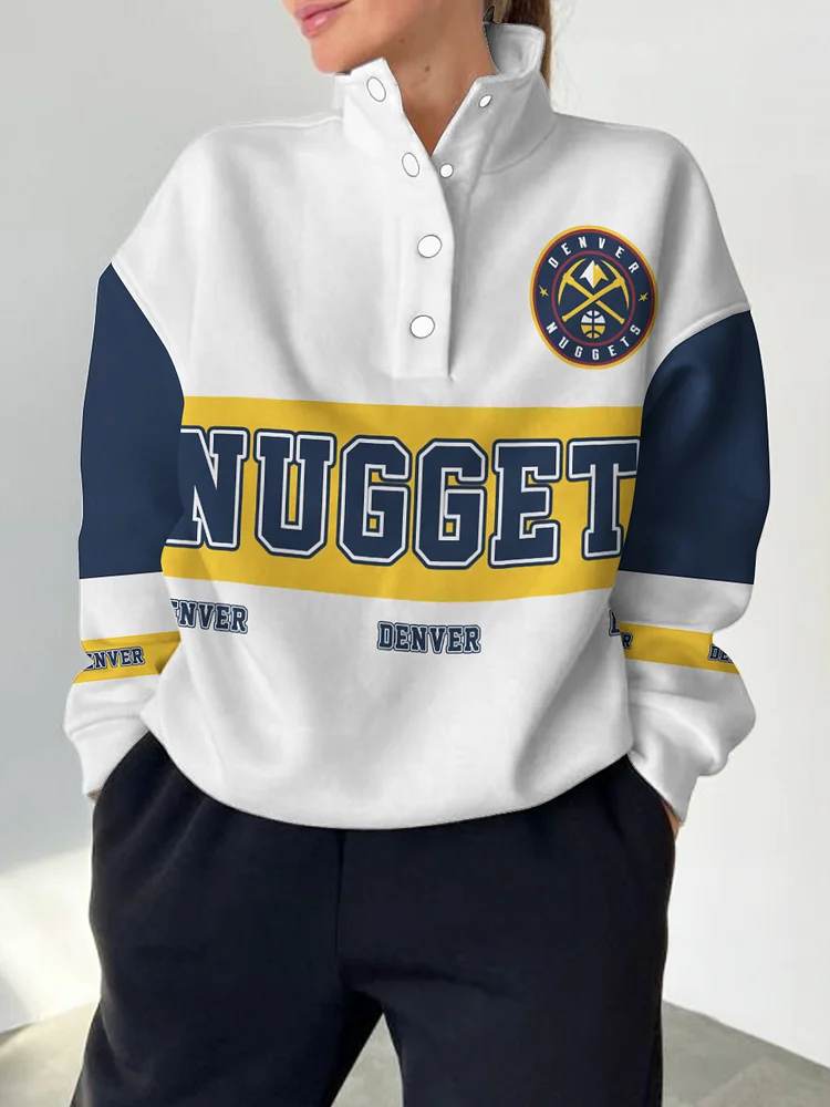 Denver Nuggets  2025 New Design Casual Snap Mockneck Pullover
