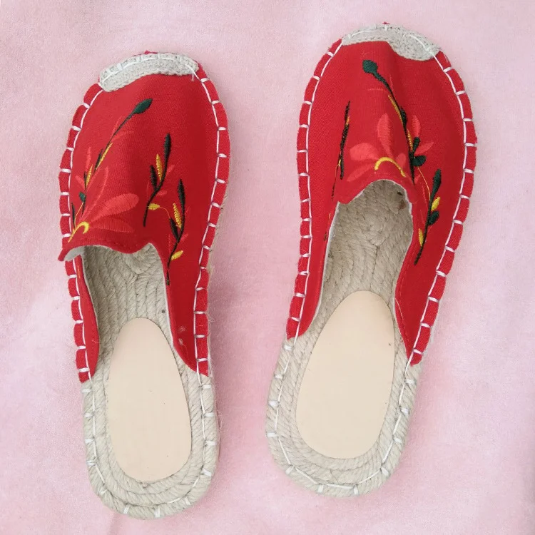 Yyvonne Embroidery Baotou Slippers Women's Grass Porpoise Vine Bottom Fisherman's Shoes Large Size 44 Yards Flat-Soled Muller Shoes