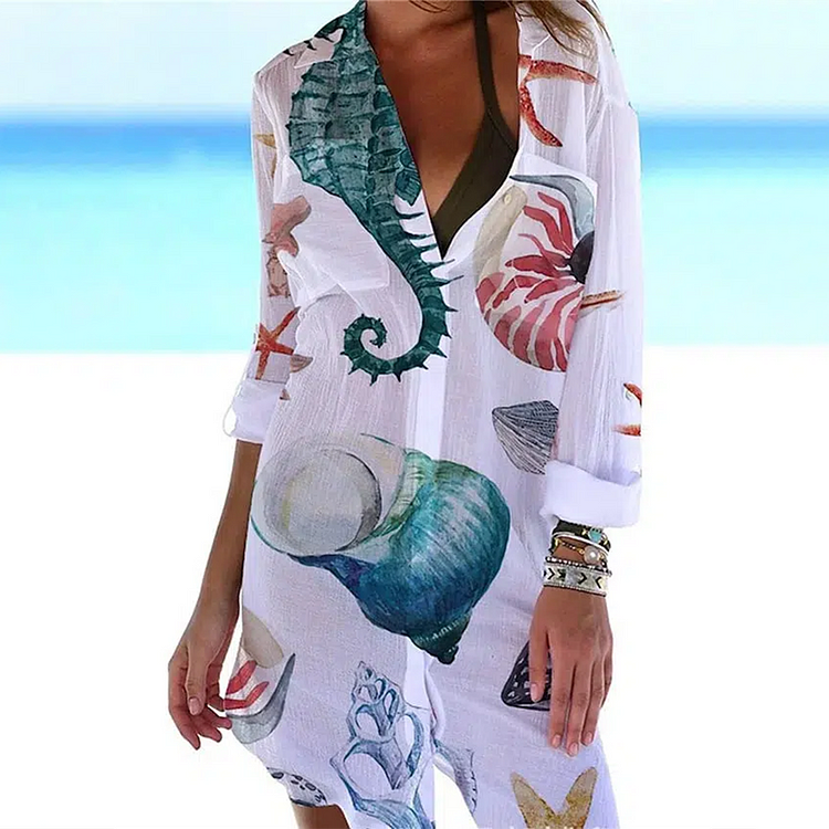 Baggy Long Sleeve V-Neck White Mini Dress
