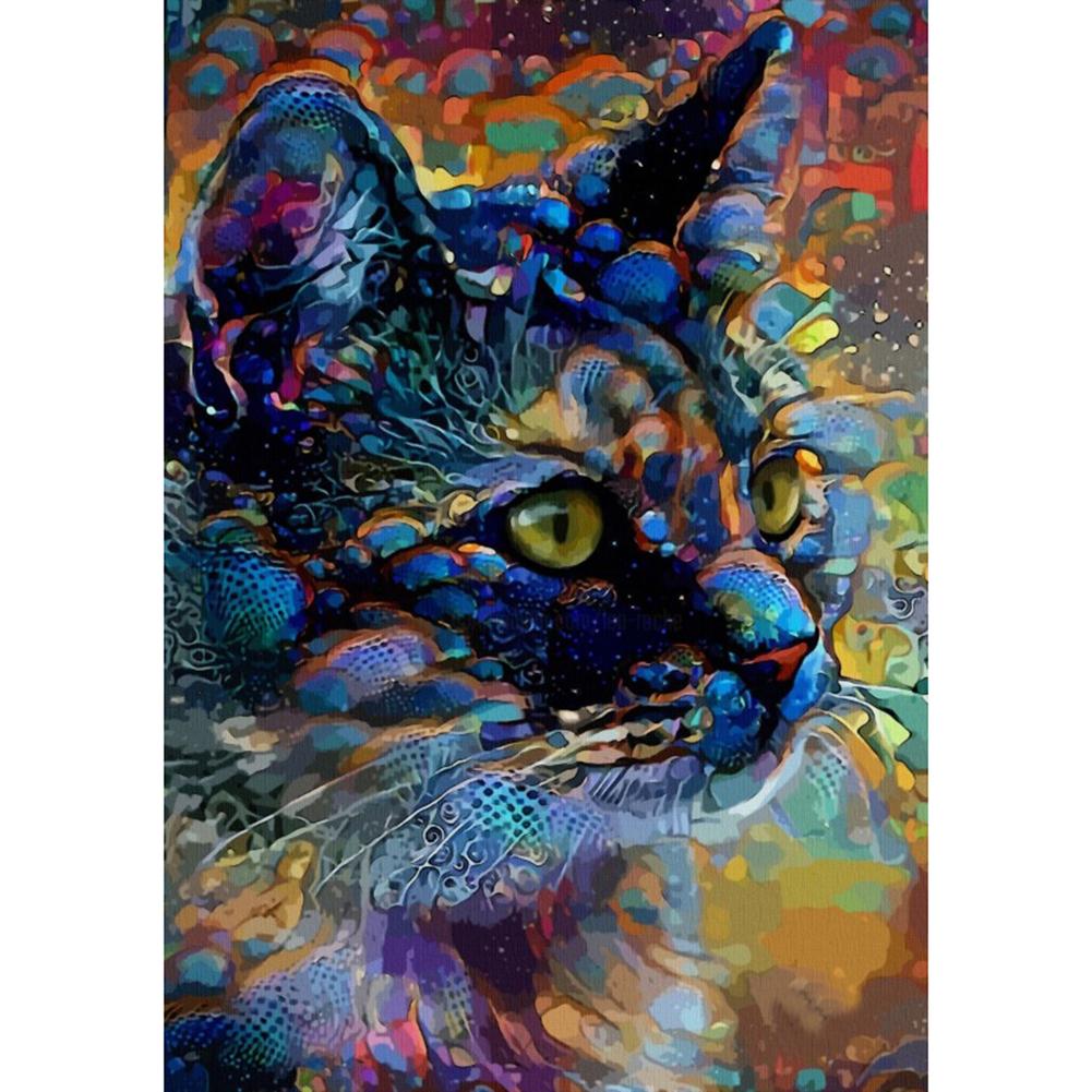 

30x40cm Round Drill Diamond Painting-Psychedelic Cat, 501 Original