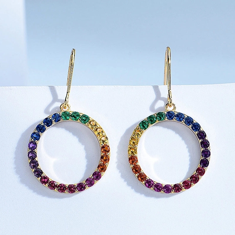 925 Sterling Silver Silver ZIRCON Round EARRINGS Stud Earrings