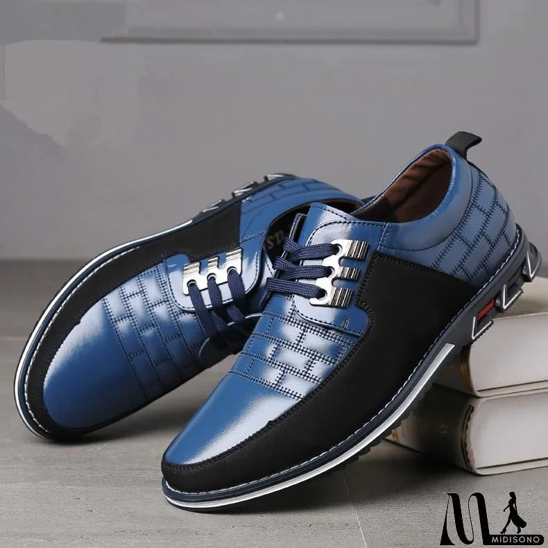 MidiSono - Men's Lace Up Microfiber Leather Shoes