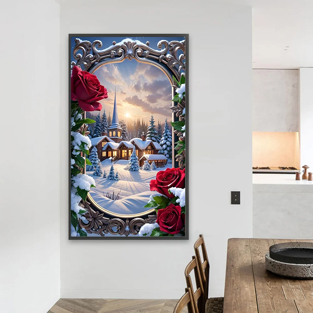 5D DIY Full Round Drill Partial AB Diamond Painting Picture Frame Garden 45x75cm