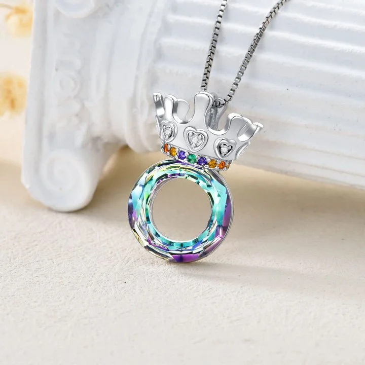 For Love - S925 Straighten Your Crown Crystal Crown Necklace