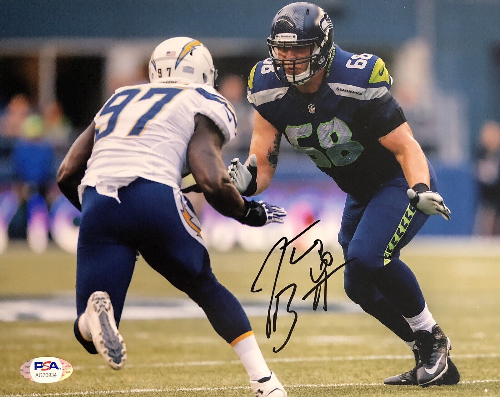 Justin Britt Signed Autographed Seattle Seahawks 8x10 Photo Poster painting Psa/Dna