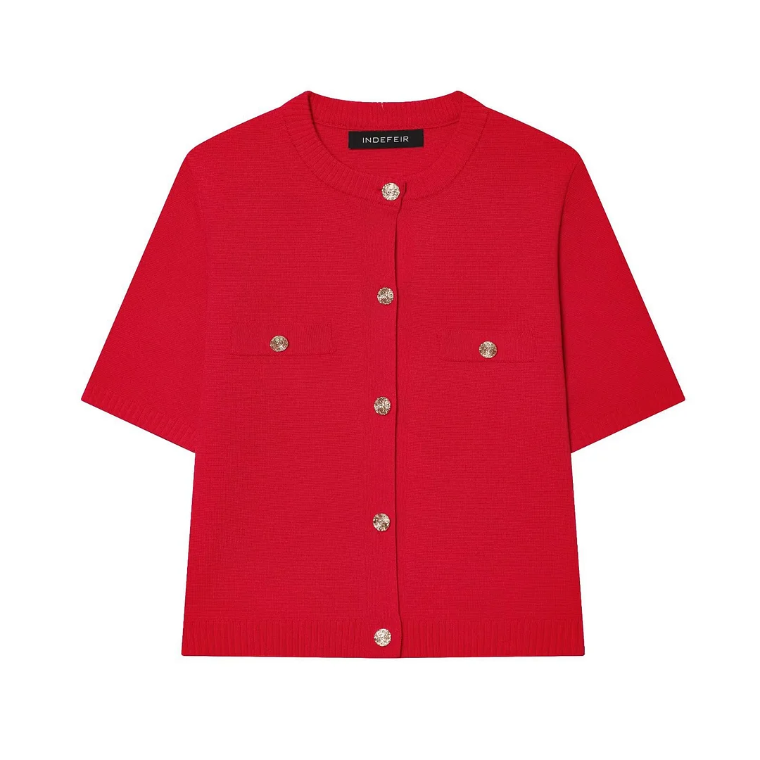 Nigikala Nigikala Spring 2025 New Women's Short-Sleeved Simple Fashion Knitted Jacket Skirt 1822023 1822025