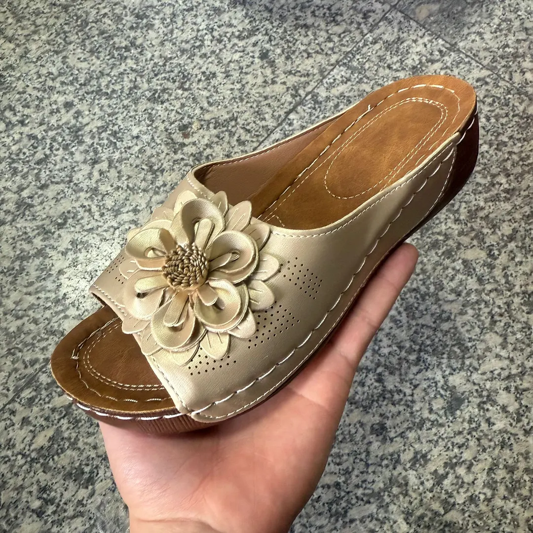 Breakj Breakj Summer New Large-Size Lady Thick-Soled Sandals Help Flowers Decorated With Ultra-Light Polyurethane Soles