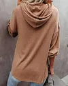 Women's Long Sleeve V Neck Hooded Sweatshirt