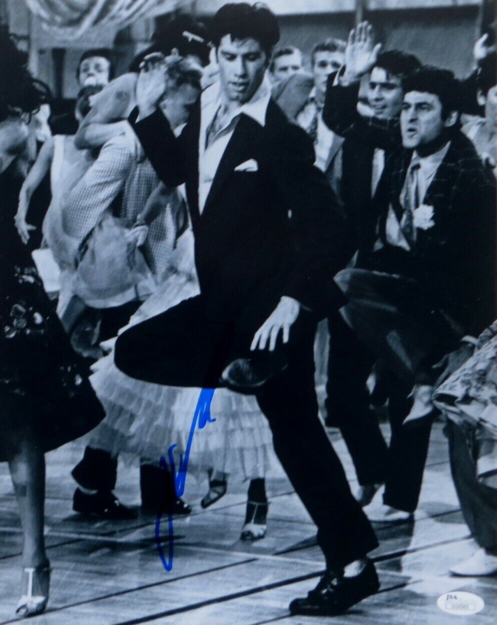 John Travolta Signed Autographed 11X14 Photo Poster painting Grease B/W Dancing JSA U16565