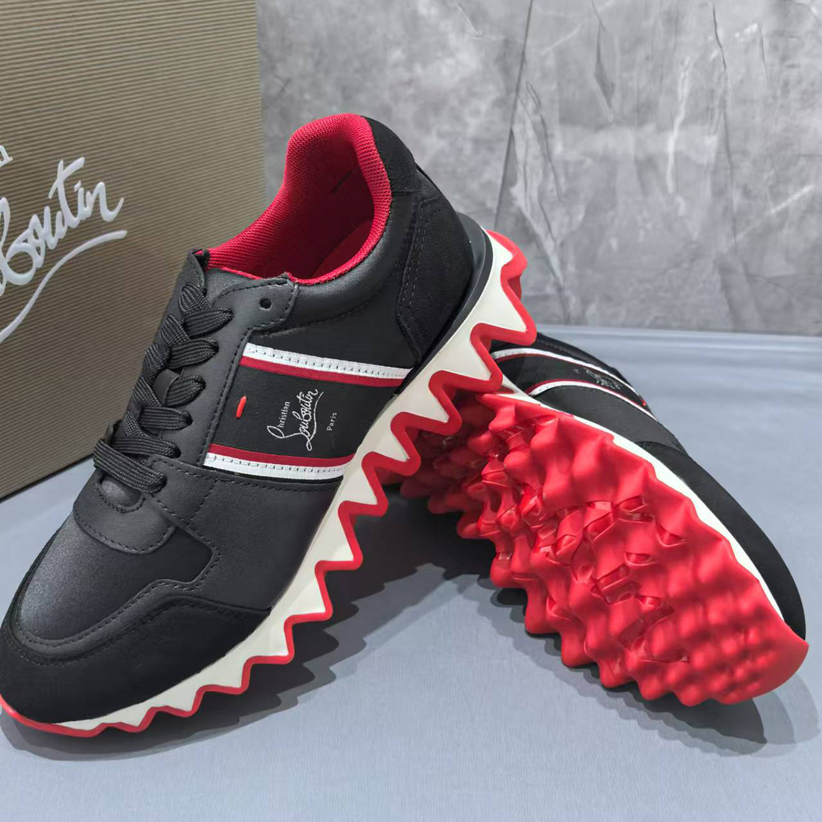 Gentleman's Red Bottom Sneakers Polyester Round Toe Couples Sneakers -vocosishoes