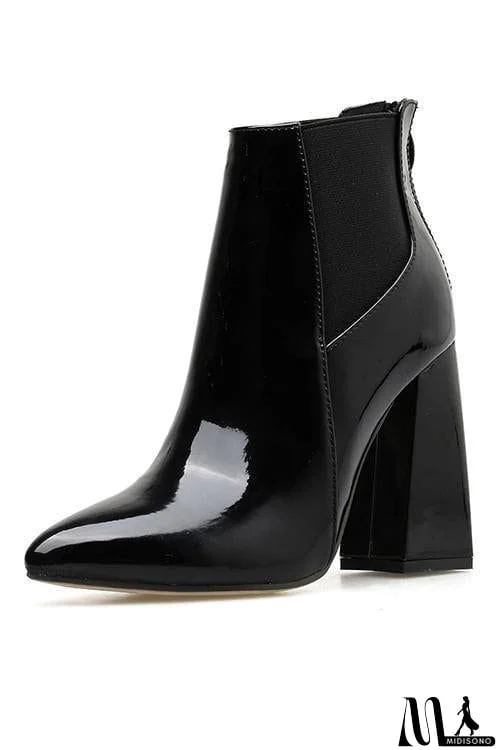 MidiSono - PU Pointed Toe High Heel Ankle Boots