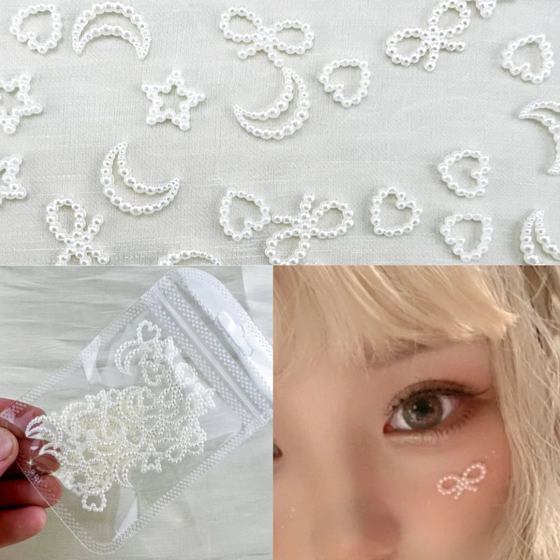 Lolita Makeup Face Modeling White Small Pearl Patch Eye Tail Patch Eye Decoration Bow Star Love Eye Makeup