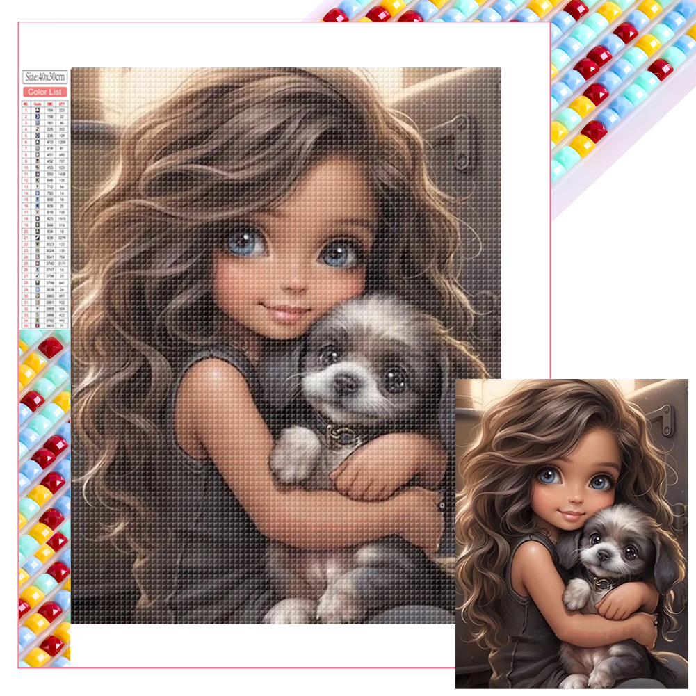 Full Square Diamond Painting Little Girl(Canvas35*45cm)