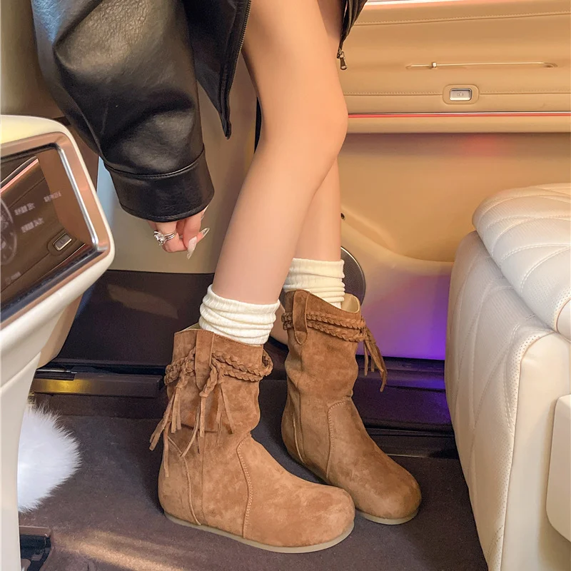 Yyvonne Autumn And Winter New Large-Size Increase Retro Tumu Pile Small Short Boots Girl Folded Martin Boots