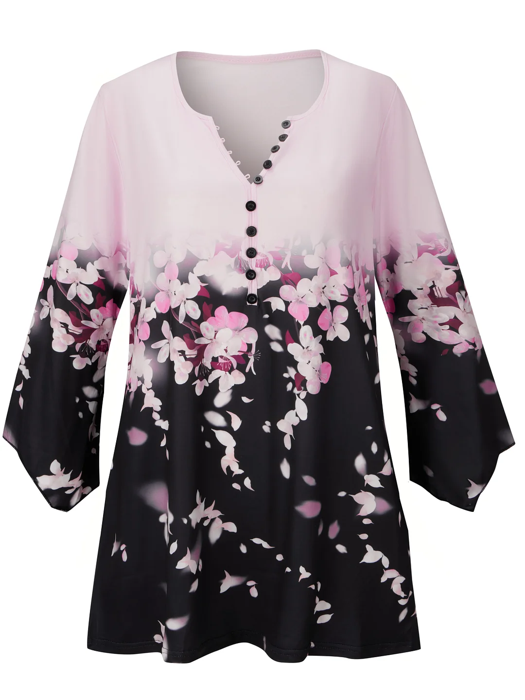 Style & Comfort for Mature Women Women 3/4 Sleeve V-neck Colorblock Gradient Floral Printed Tops