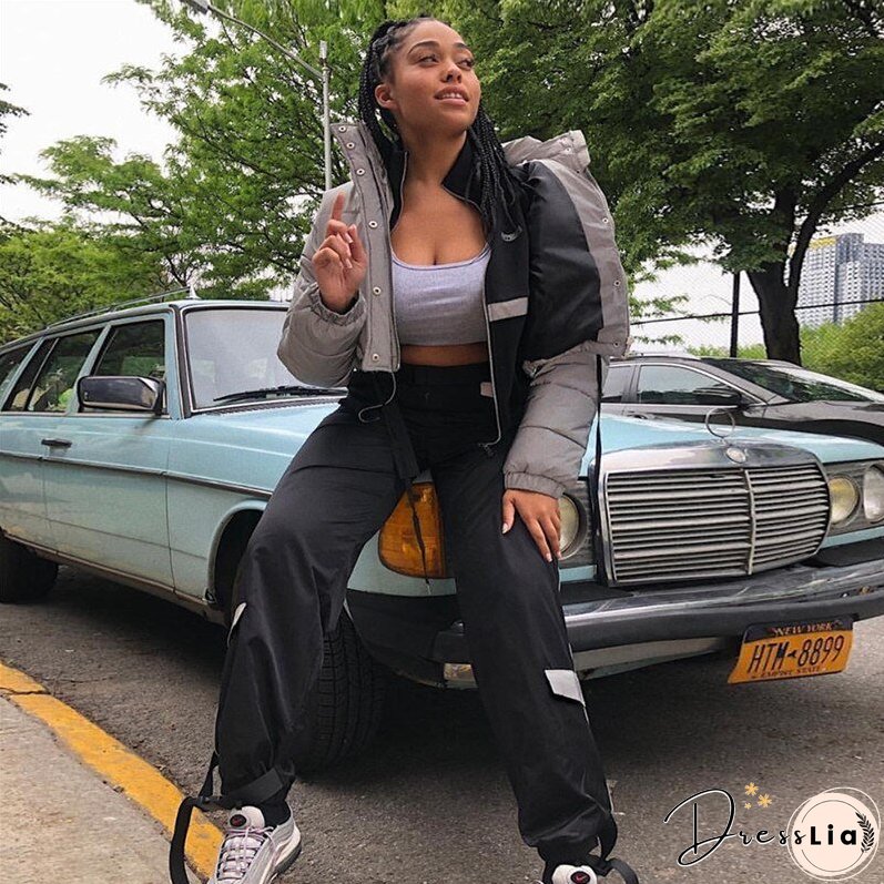 JESSIC Winter Fashion Reflective Short Warm Women Coat Jackets Short Jacket Top Gray Color New Ladies Parka Spring Ladies Coat