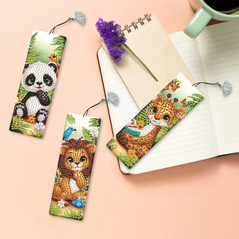 3Pcs Special Shape Animal Nature Diamond Painting Bookmark for Book Lovers 