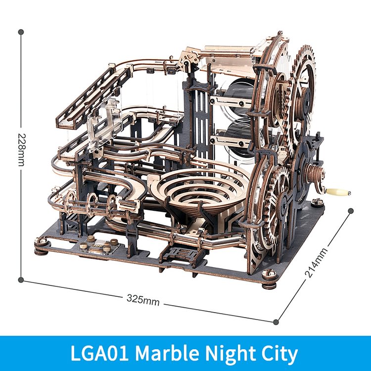 Marble Night City 3D Wooden Puzzles Games Assembly Waterwheel Model Toys Tikotoy