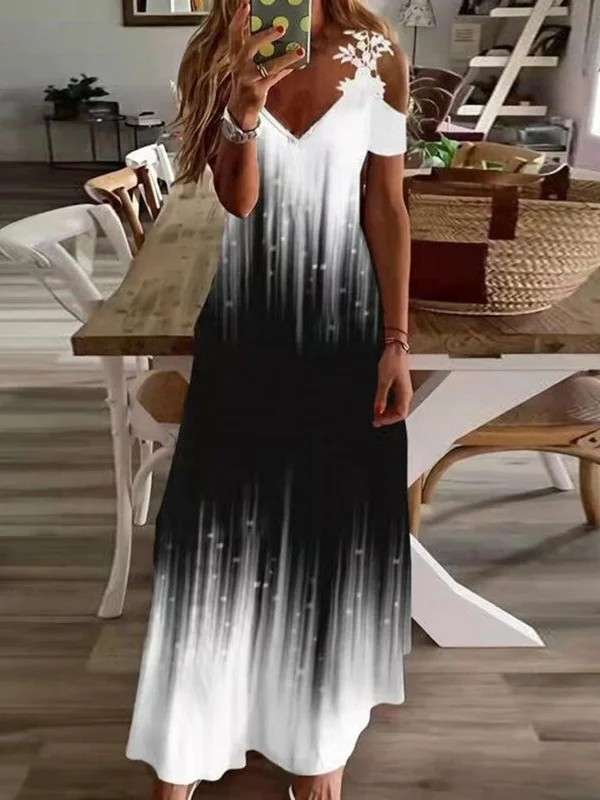 Sling V-Neck Printed Loose Dress