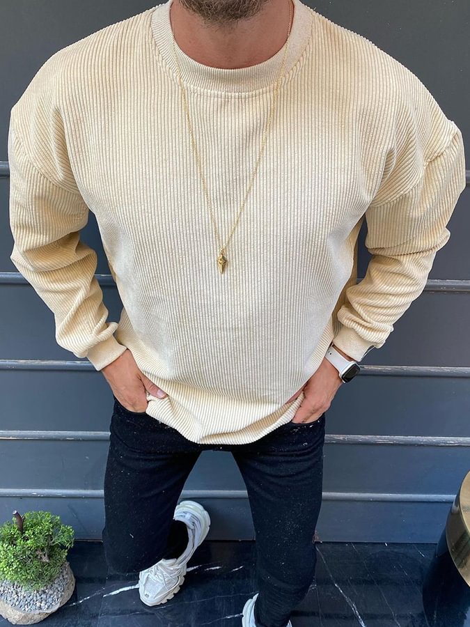 Men's Casual Solid Corduroy Sweatshirt
