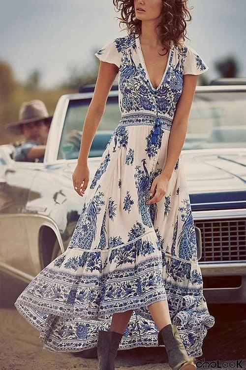 Bohemian Printed Maxi Dress