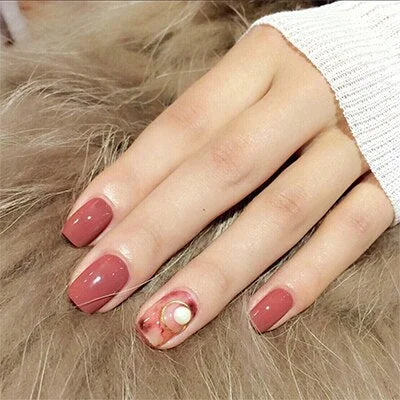 24pcs/Set Long Stiletto False Nails Pre-finished Europen Ink Design Artificial Full Cover Nail Art Tips Fake Nails wih Glue-Nail Inspo