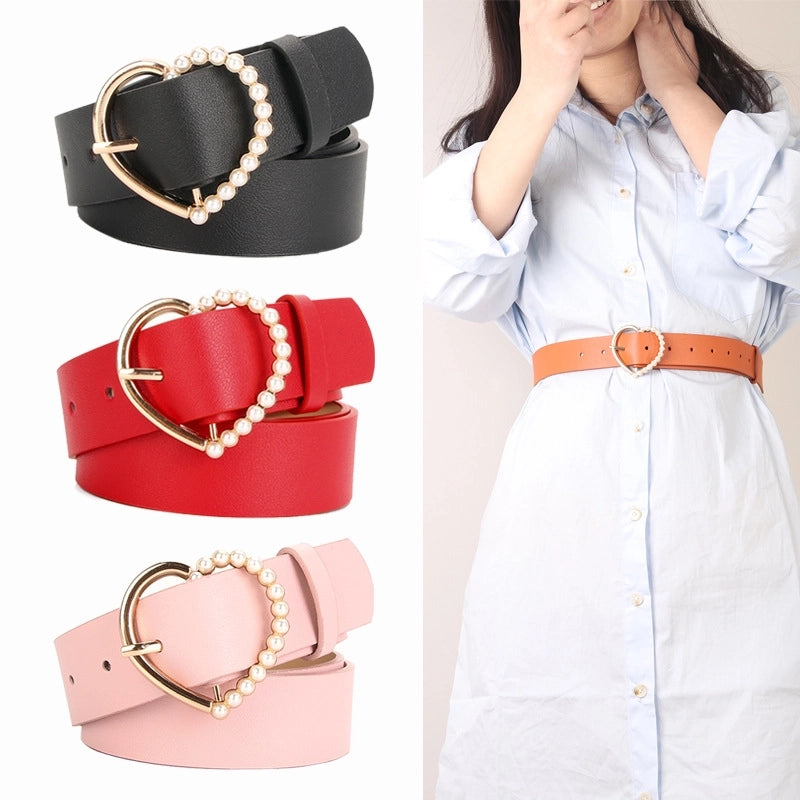 Minimalist Solid Color Imitation Leather Alloy Women's Leather Belts