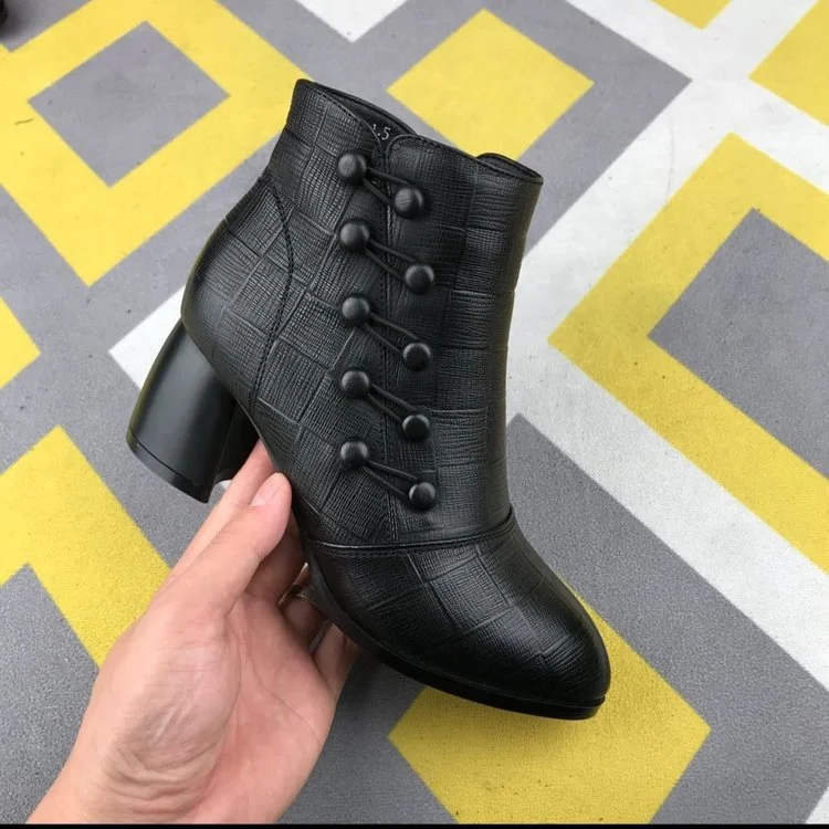 Tanguoant Tanguoant Fall And Winter New Pointed Side Zipper With Thick Heel Short Tube Large Size Fashion Women's Boots
