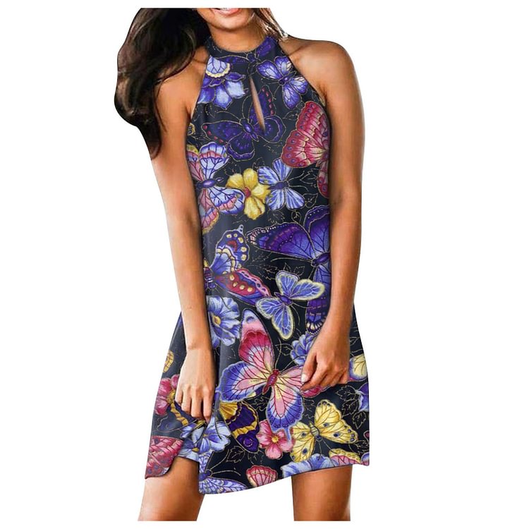 Pullover Sleeveless V-neck A-line Skirt Dress-Mayoulove