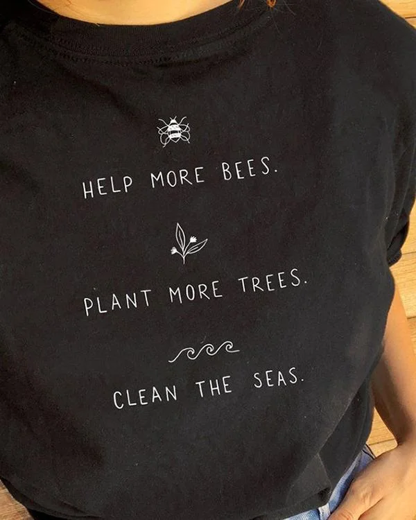 help more bees plant more trees clean the seas women t shirt p111060