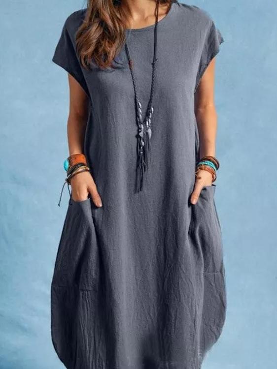 Women's Scoop Neck Short Sleeve Maxi Dress