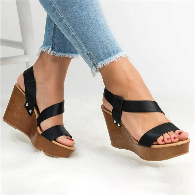 Women Sandalias Wedge Platform Heel Female Shoes Summer Ladies Casual Shoes Wedding Pumps Buckle Sandalias