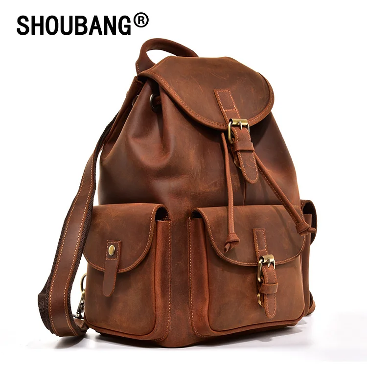 Handmade World Brown Vintage Leather Backpack Laptop Messenger Bag Rucksack Sling for Men Women