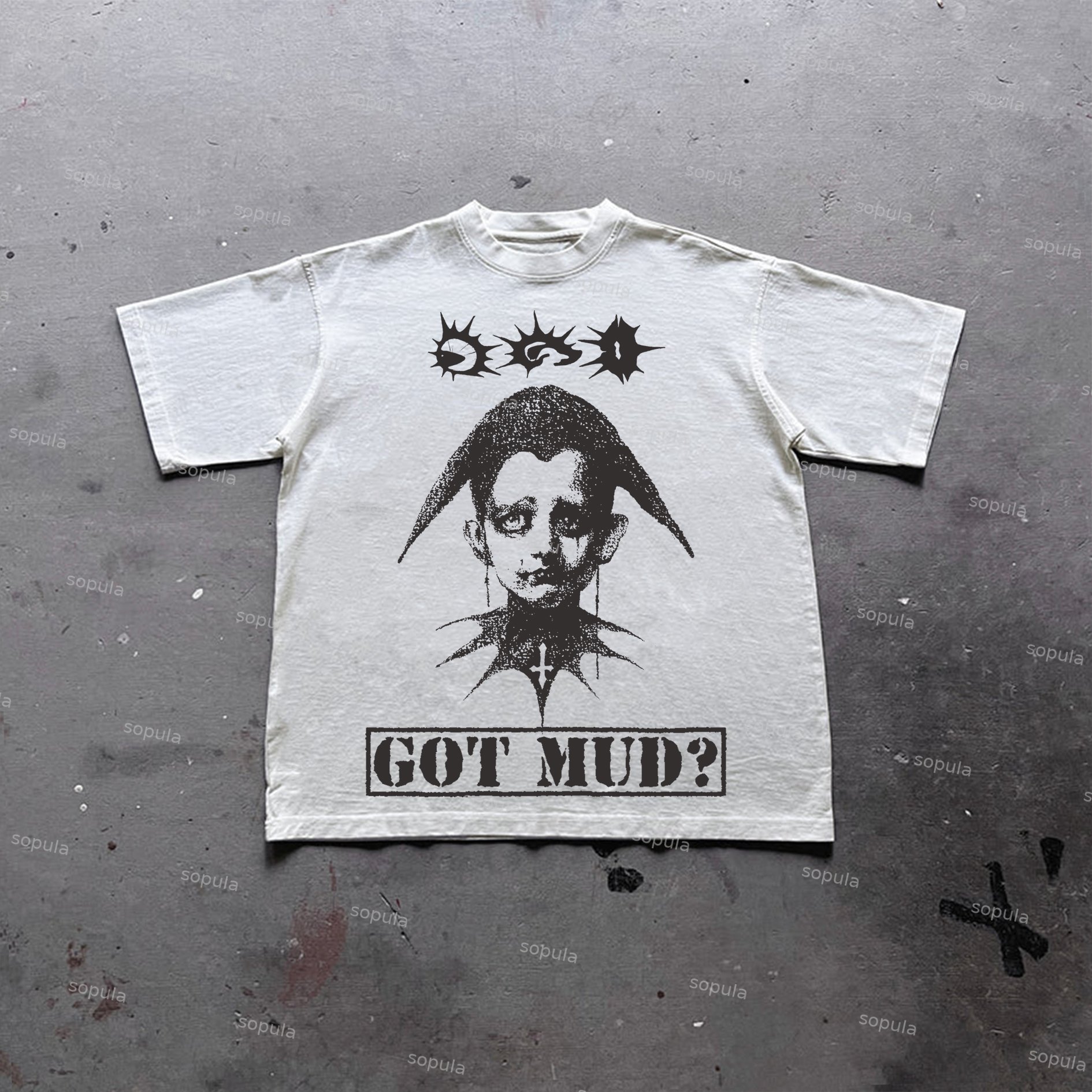 Sopula Funny Crying Clown Emo Graphic Printing Cotton T-Shirt - SOPULA