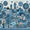 Blue House-11CT Stamped Cross Stitch 50*50cm/19.69*19.69in tapestrymarket