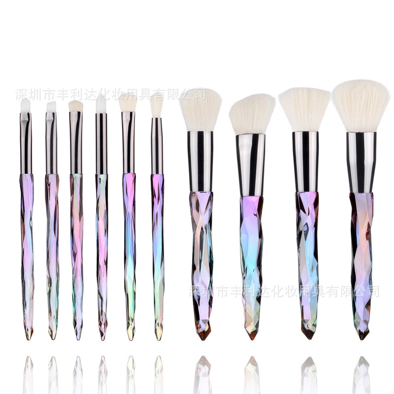 Minimalist Pink Purple Blue Arylic Artificial Fiber Acrylic Handle Makeup Brushes 1 Set